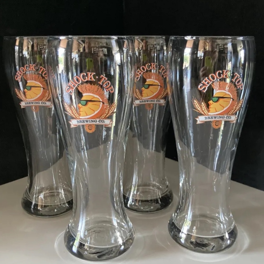 (4) Shock Top Brewing Company Beer Pilsner Glasses 16 Ounces Brand New